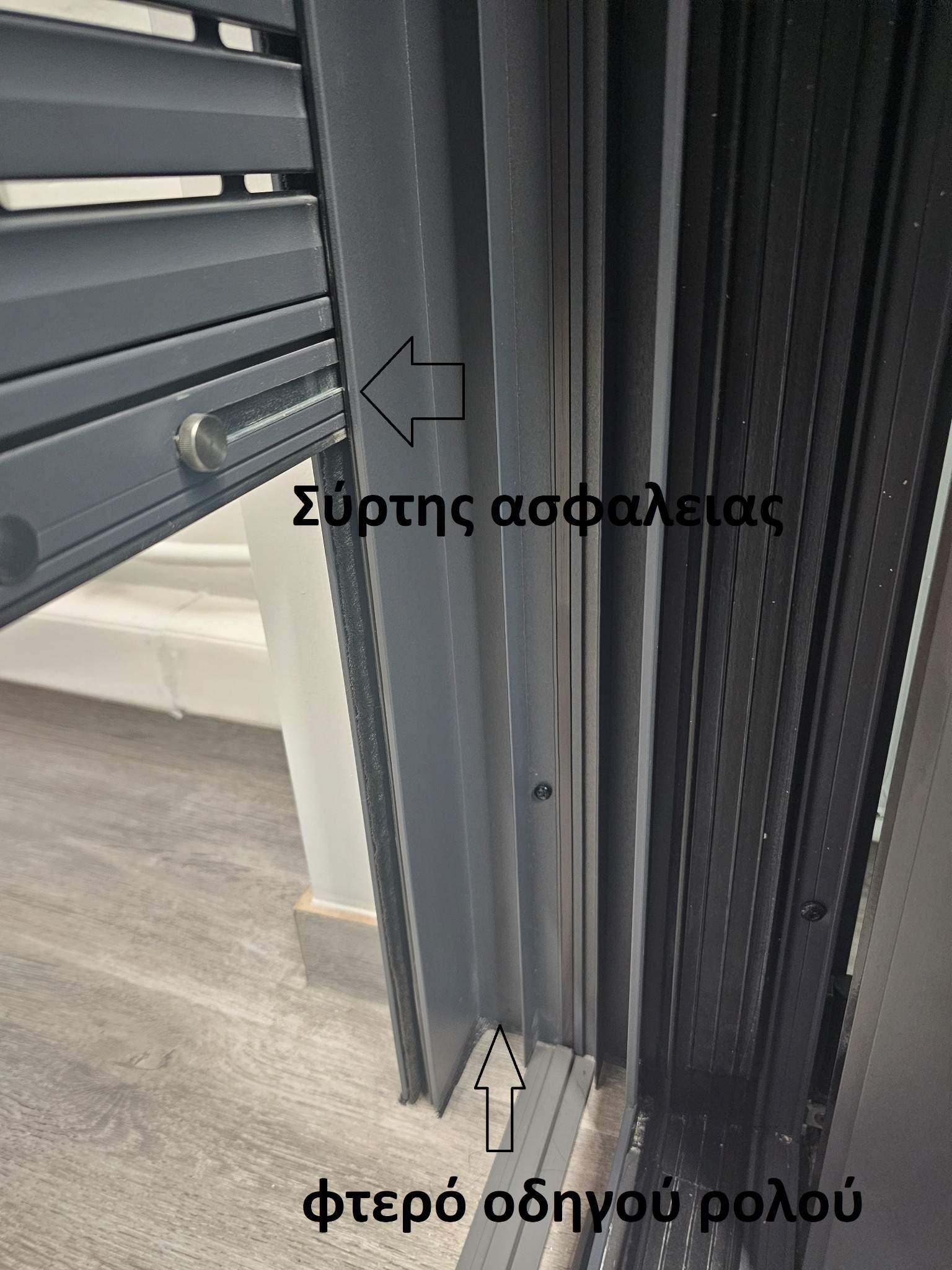 Οδηγοί ρολού ασφαλείας με φτερό κάλυψης