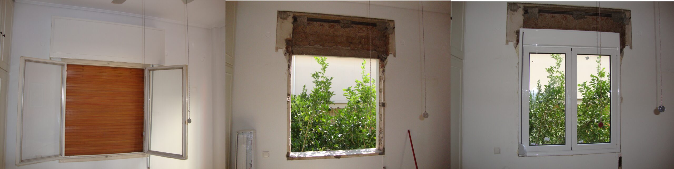 παλια ξυλινα κουτια ρολων και νεα αλουμινίου